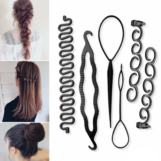 1/2/3/4pcs/set Ponytail Hair Styling Tools Ponytail Holder Topsy Loops Hair Bun Maker Braids Beauty Makeup Hairdressing Braiders