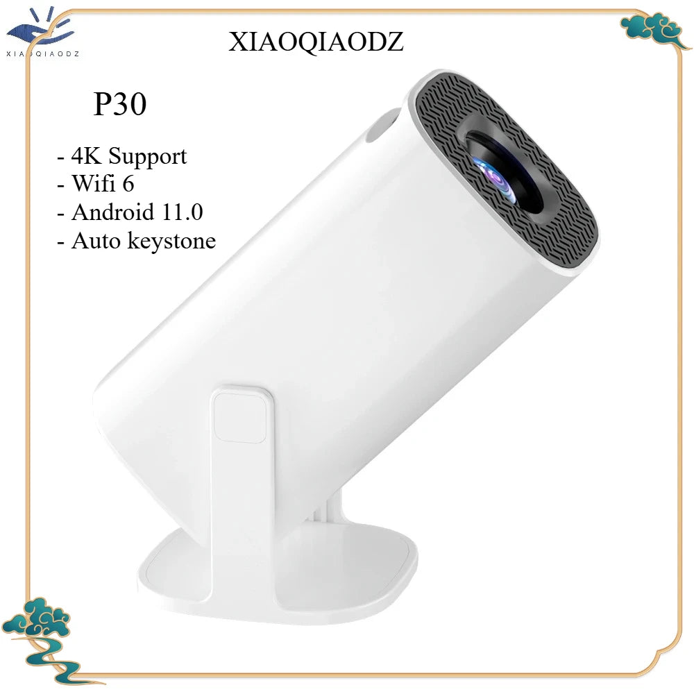 XIAOQIAODZ 4K Mini Portable Projector P30 Game Home Theater LED 8K 1080P Android Smart Video Pocket Wifi BT Cinema HD