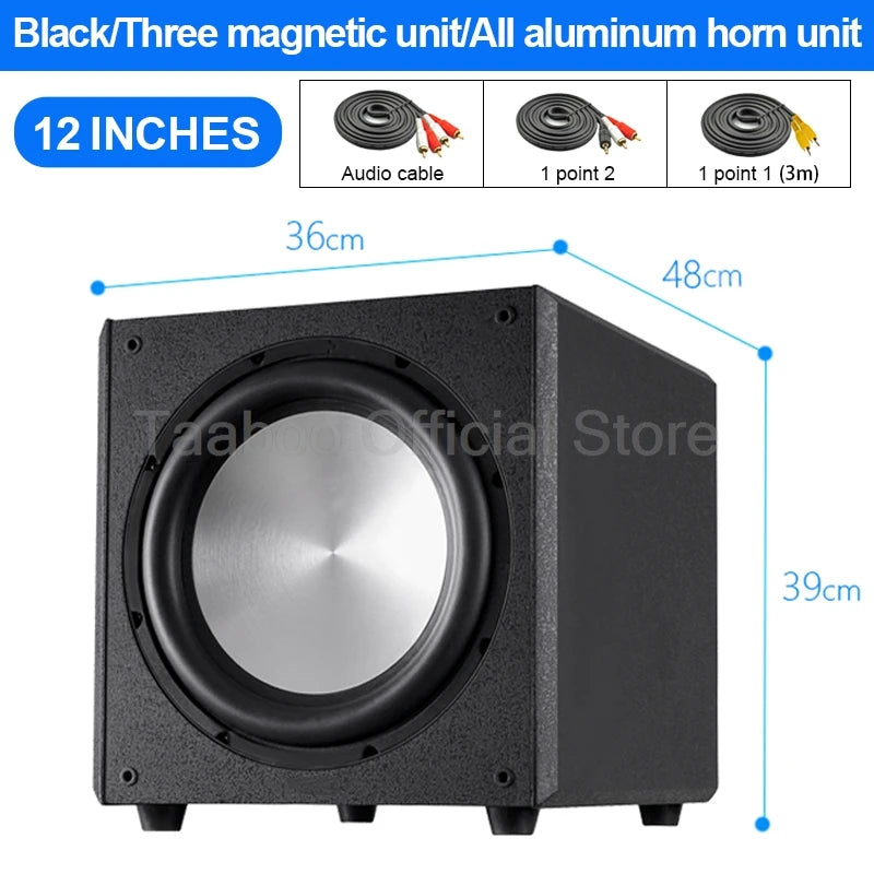 10/12 Inch Super Subwoofer High Power Speaker Active HiFi Wooden Subwoofer High Fidelity Home Theater Audio Amplifier Speaker