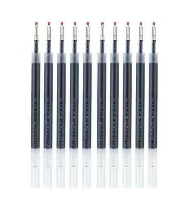10Pcs/lot Japan Mujis Style Press Gel Pen Refills 0.5mm for push pen /Ink Gel Pen Press Pen