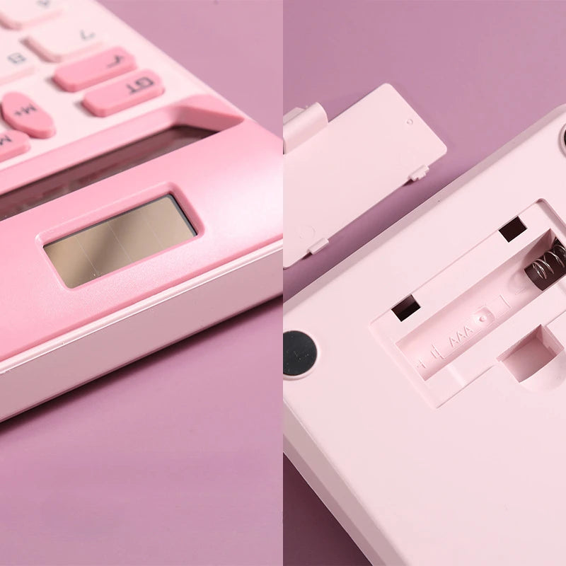 12-Digit Large LCD Display Calculator Standard Function Calculator with Solar & Battery Dual Power for Home Basic Desktop Office