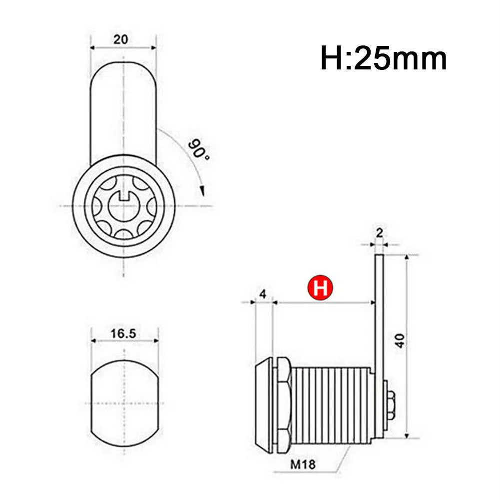 16/20mm MailBox Locker Cupboard Cam Lock Door Drawer Cabinet  + 2 Keys Furniture Locks Drawer DIY Cabinet Tools