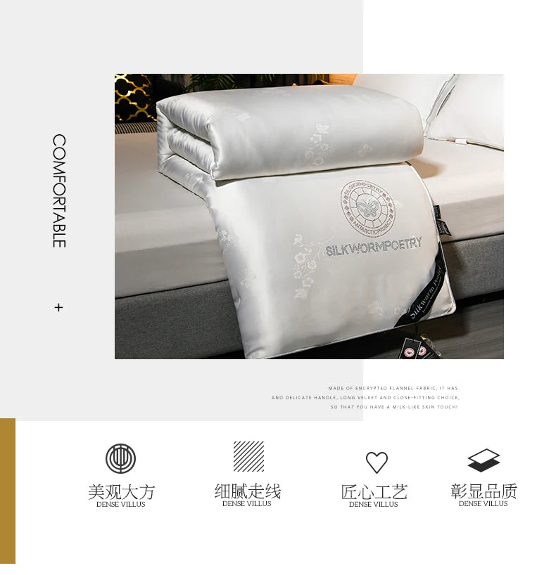 100% Mulberry silk quilt real silk spring autumn quilt thickened winter quilt cool high end warm comforter conditioning blanket