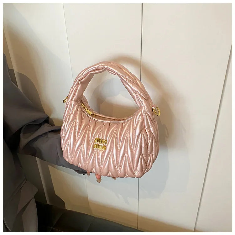 Women's Crossbody Cloud Design Versatile Handbag Soft PU Leather Square Shape Shoulder Bag with Zipper Polyester Lining
