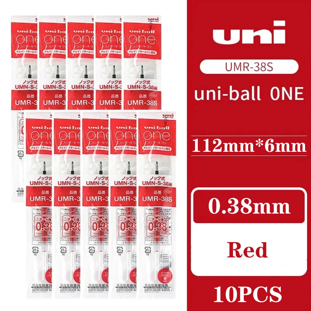 10PCS Uni-ball One Gel Pen Refill UMR-05S/UMR-38S Applicable To UMN-SP/UMN-SF Back To School Japanese Stationery 0.38mm/0.5mm