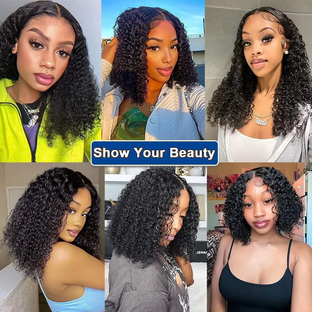 13x4 Short Bob Wigs Jerry Curly Short Pixie Cut Bob Wigs Human Hair 250% Density Loose Deep Wave Lace Frontal Wigs For Women