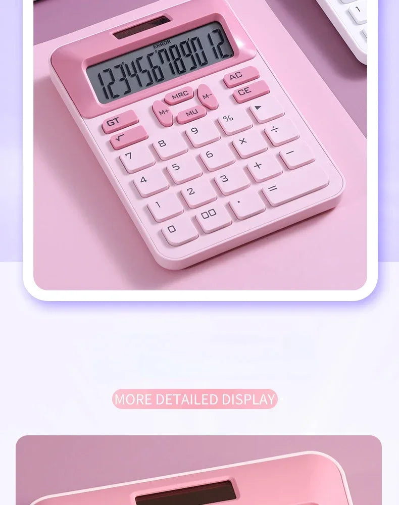 12-Digit Large LCD Display Calculator Standard Function Calculator with Solar & Battery Dual Power for Home Basic Desktop Office