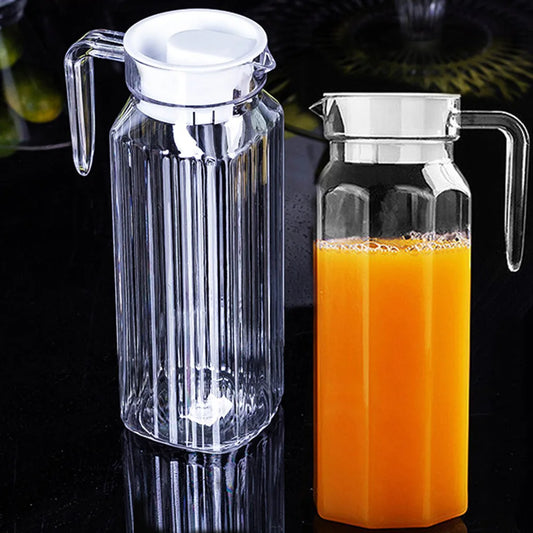 1pc 1.1L Water Juice Jug Pitcher PC Transparent Bottle With Lid Fridge Home Kitchen Drink Storage Pot 8.5x24cm