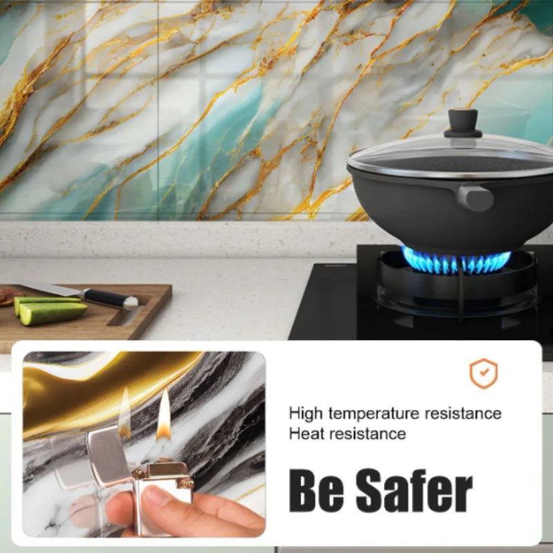 10-40PCS Imitation 3D Marble Wall Sticker Self Adhesive Waterproof Oilproof Wallpaper for Kitchen Tile Wall DIY Home Decoration