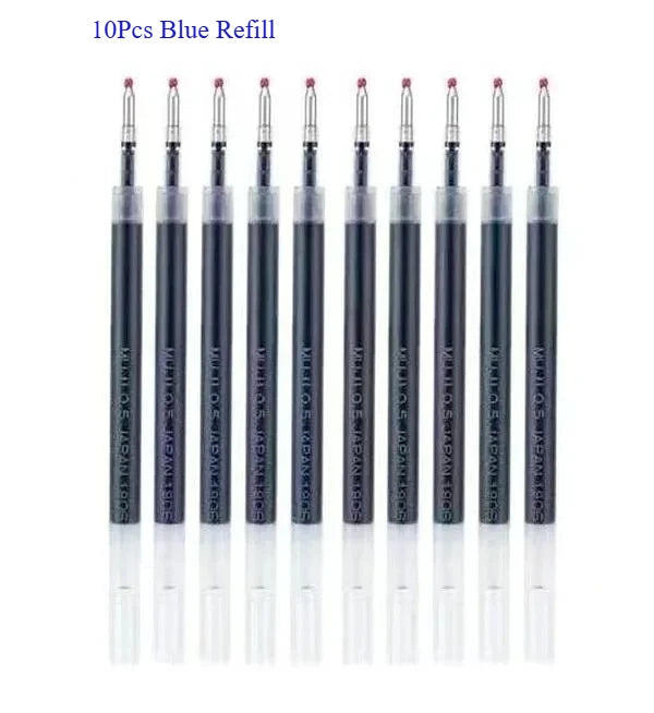 10Pcs/lot Japan Mujis Style Press Gel Pen Refills 0.5mm for push pen /Ink Gel Pen Press Pen