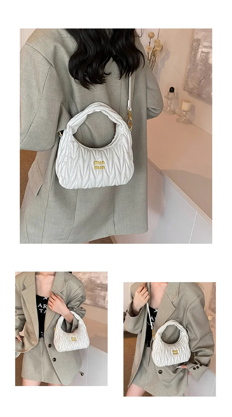 Women's Crossbody Cloud Design Versatile Handbag Soft PU Leather Square Shape Shoulder Bag with Zipper Polyester Lining
