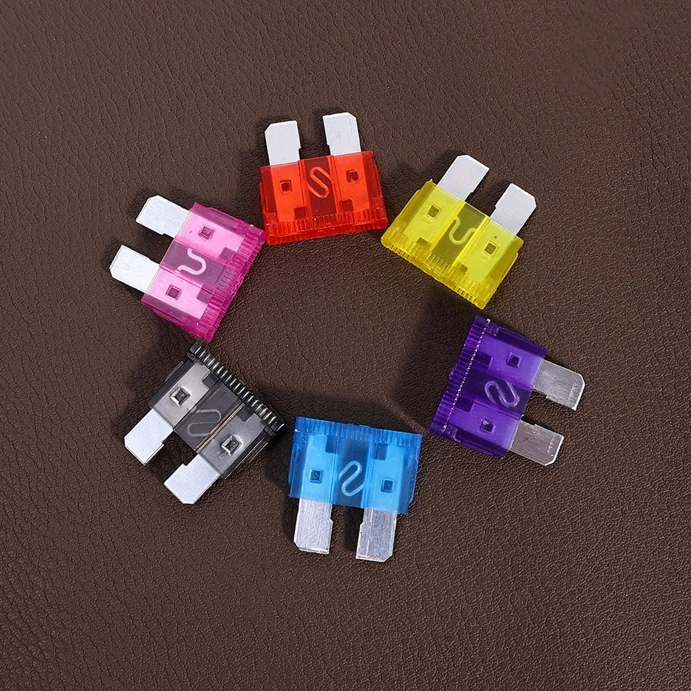 100/50pcs Medium Car Fuse Blade 2-35A Middle Size Fuse Insert Set with Box Fuse Blow Detection Tool Auto Circuit Repair Tools