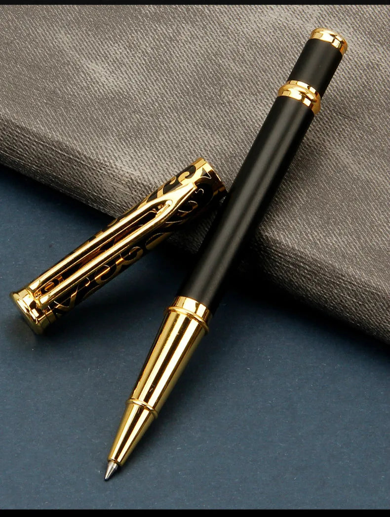 1 Set Luxury Metal Gel Pen Sculpture Pattern Roller Pen Office School Stationary Pen Customized Logo Name Text Gift