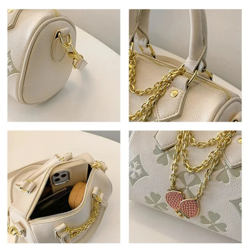 Women's Shoulder Bag Four Leaf Strawberry Diamond Pendant Chain Bag Fashion Crossbody Bag Underarm Bag