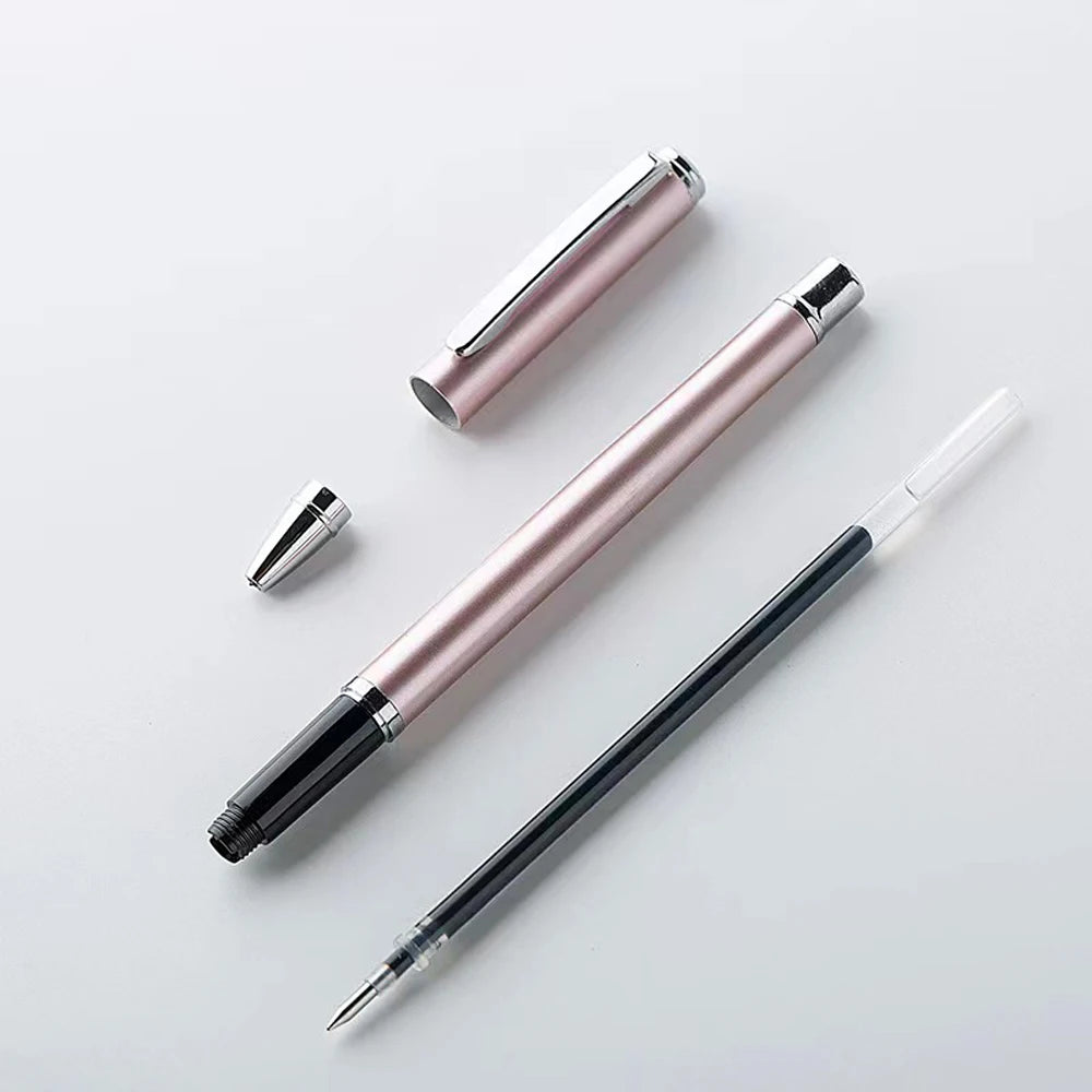 1+20Pcs Metal Gel Ink Sign Pen Rotating 0.5MM Black Switzerland Refill Business Signing School Office Stationery Ballpen