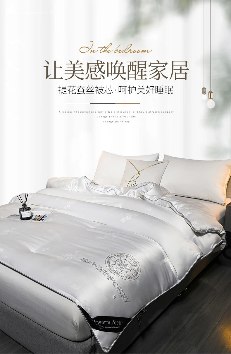 100% Mulberry silk quilt real silk spring autumn quilt thickened winter quilt cool high end warm comforter conditioning blanket