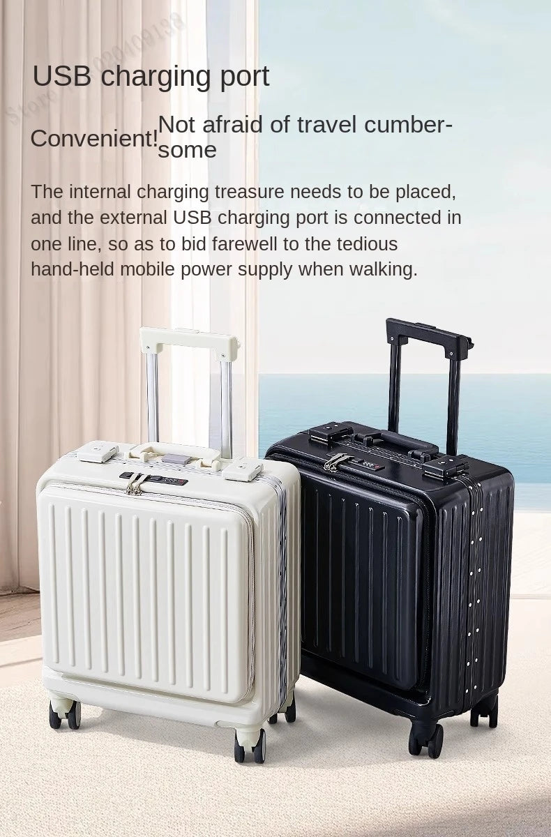 16 18 20 inch Boarding Box Front Opening Rolling Luggage Computer Laptop Layer Mini Travel Bag Cabin Trolley Case