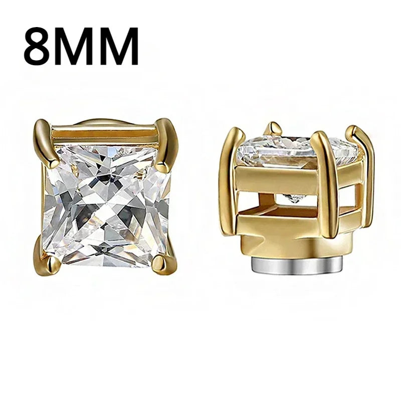 1Pairs Crystal Strong Magnetic Ear Stud Clip Earrings for Men and Women Punk Round Zircon Magnet Earrings Non Piercing Jewelry