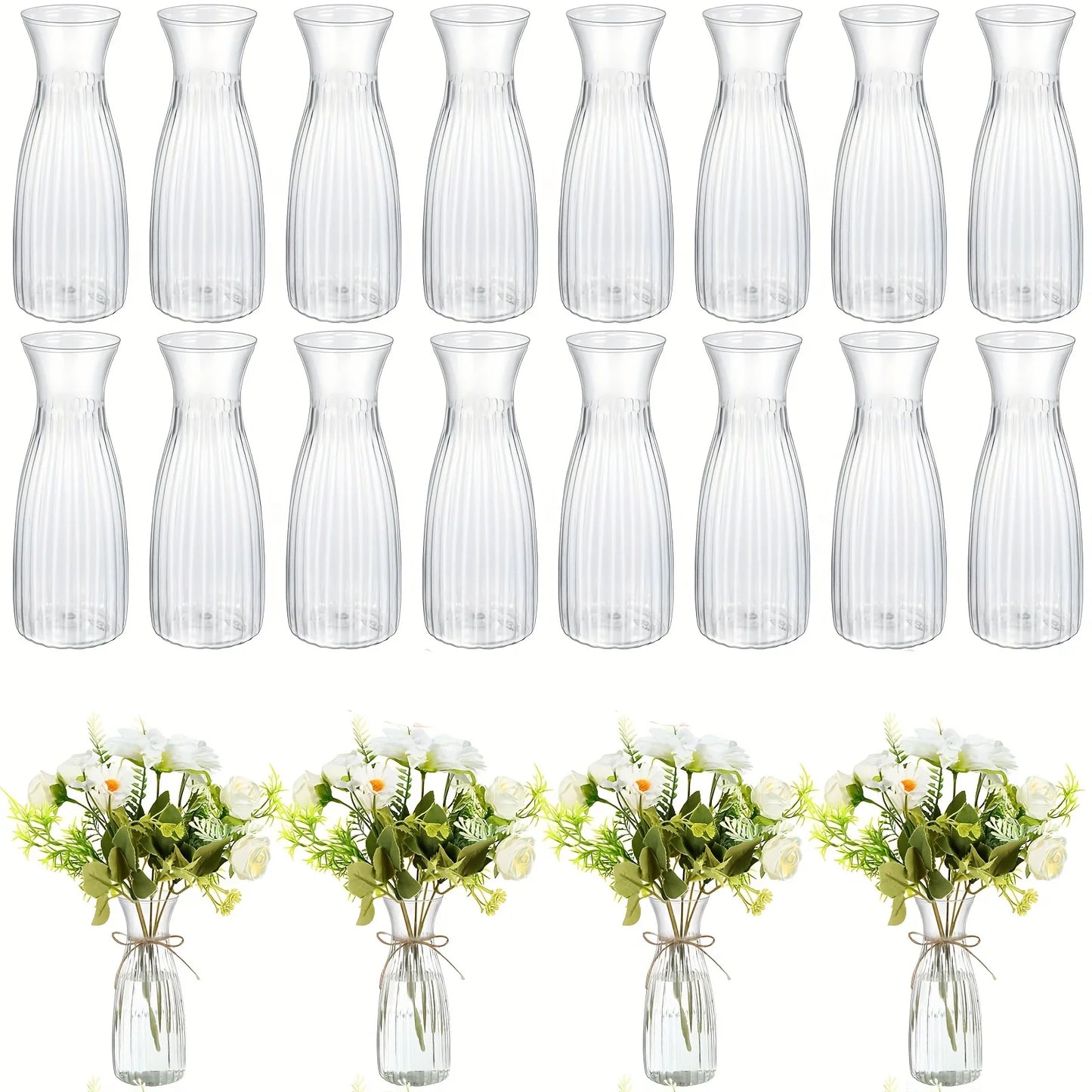 10pcs striped vases, beautiful decorative vases, suitable for various floral displays, festivals, and home decorations