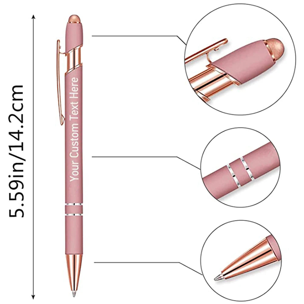 10-50 Pcs Personalized Carving Logo Pens Rose Gold Ballpoint Pen Customized Engraved Name Gift School Stationery Office Supplies