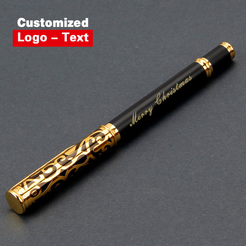 1 Set Luxury Metal Gel Pen Sculpture Pattern Roller Pen Office School Stationary Pen Customized Logo Name Text Gift