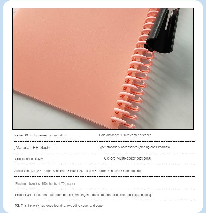 19mm 30 Ring A4 Binders Plastic B5 Binding Buckle Ring Notebook Clip Detachable Plastic Loose-leaf Binder Rings Notebook Binding