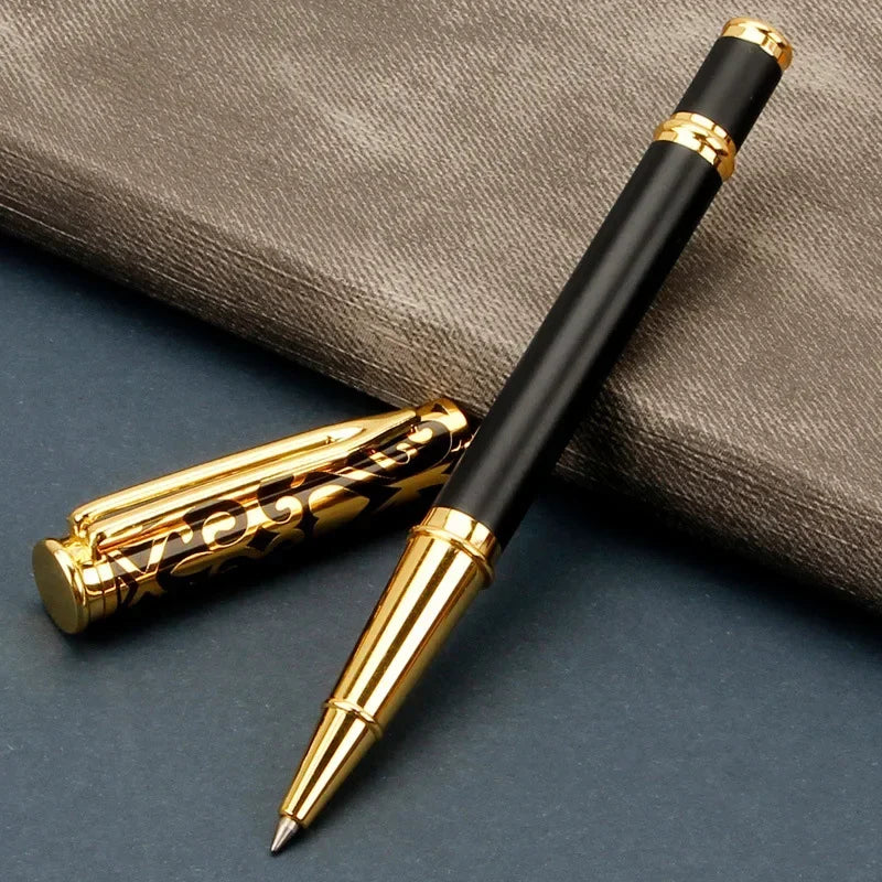 1 Set Luxury Metal Gel Pen Sculpture Pattern Roller Pen Office School Stationary Pen Customized Logo Name Text Gift