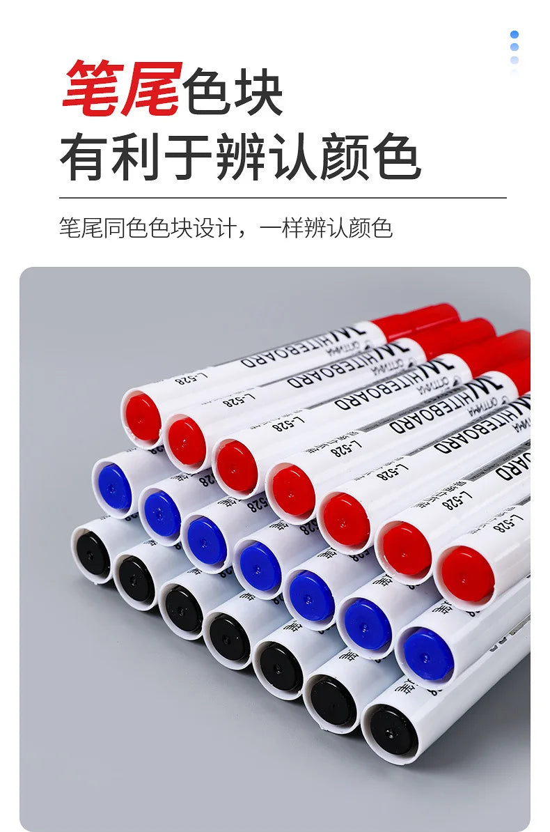 10pcs Whiteboard Marker Set,2.0mm Nib,Black Blue Red High-Volume Ink,Office Teaching Pen,Clear Handwriting & Easy Erasure L-528