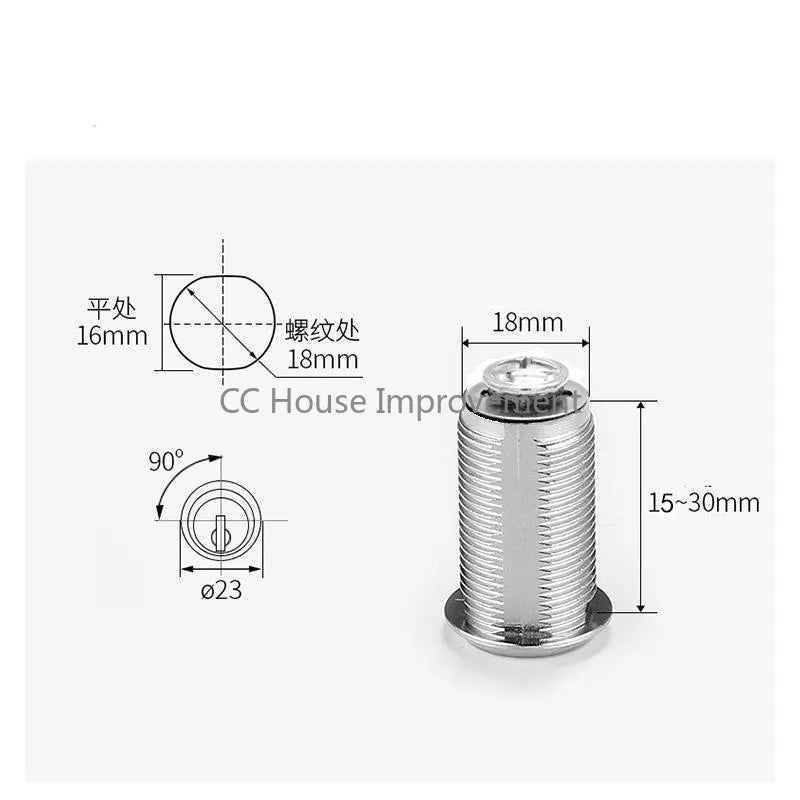 16/20/25/30mm Cam Lock Door Cabinet Mailbox Drawer Cupboard Locker + 2 Keys DIY Cabinet Tools