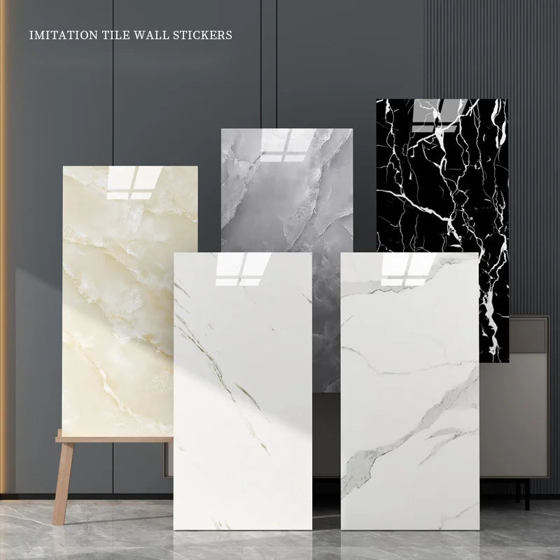 10PCS Marble Imitation Ceramic Tile Wall Sticker PVC Waterproof Oil-proof Moisture-proof Wallpaper Bathroom Kitchen Decoration
