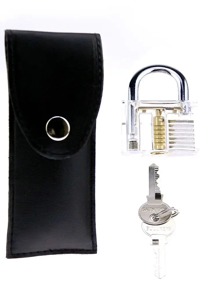 15pcs Stainless Steel Lockpick Tools with Handle,Cheap and Useful Locksmith Tools Set with Locks for Beginner,Hard Materials