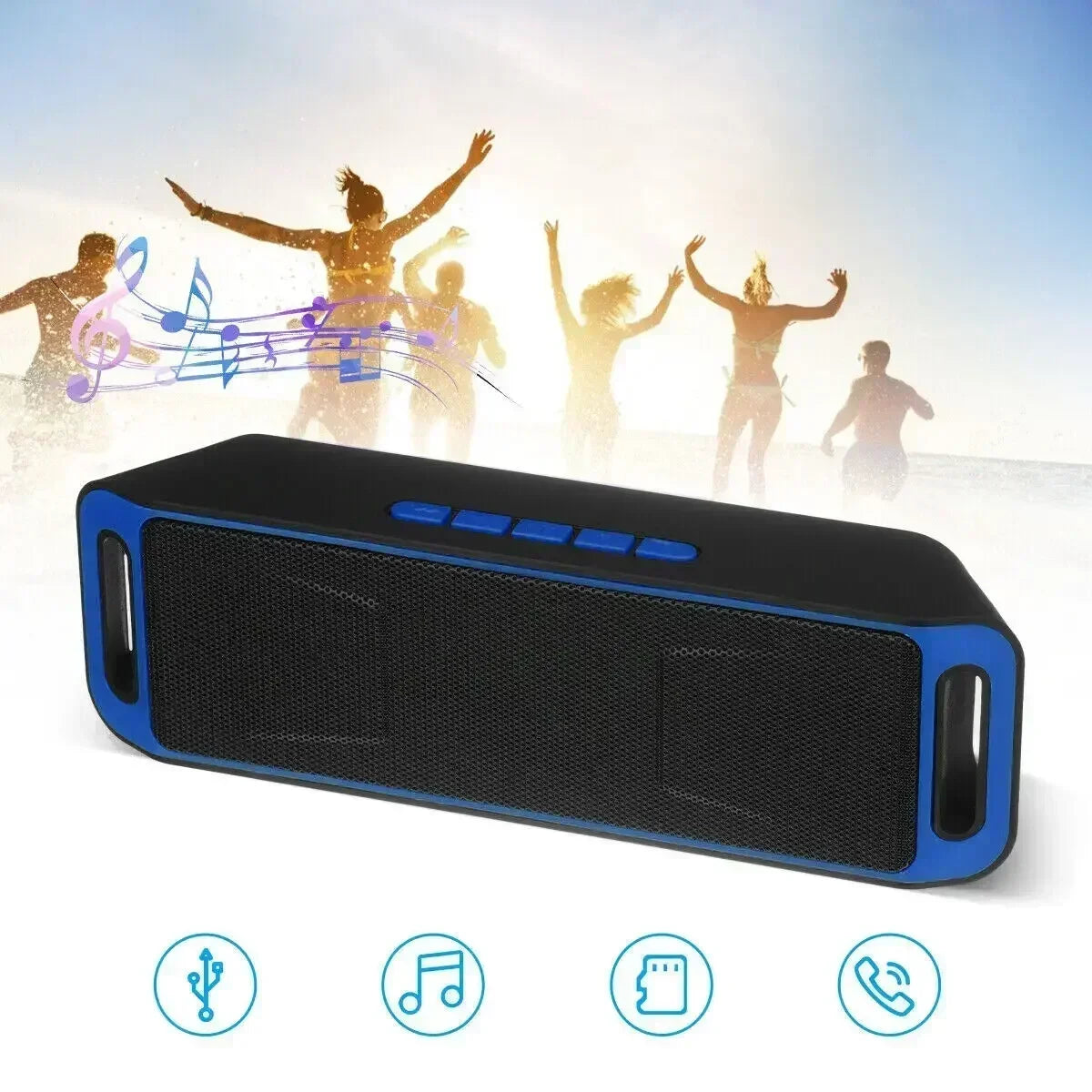 XIKCU Portable Bluetooth Speaker Wireless Mini Speaker Amplifier Stereo Subwoofer Speaker TF/FM Radio USB Built-in Mic Dual Bass