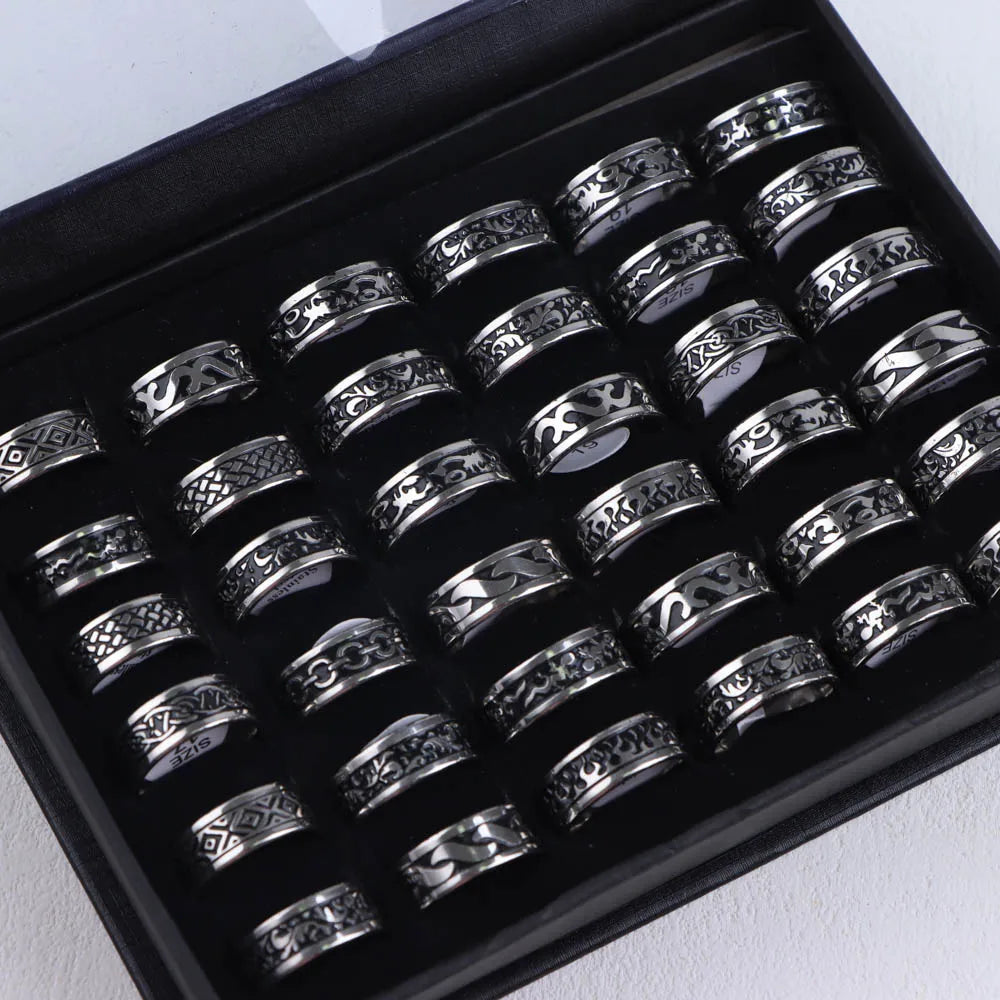 10pcs/lot Wholesale Fashion Simple Stainless Steel Ring For Men Women Beautiful Trendy Punk Jewelry Vintage Birthday Party Gifts