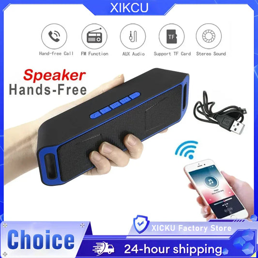 XIKCU Portable Bluetooth Speaker Wireless Mini Speaker Amplifier Stereo Subwoofer Speaker TF/FM Radio USB Built-in Mic Dual Bass