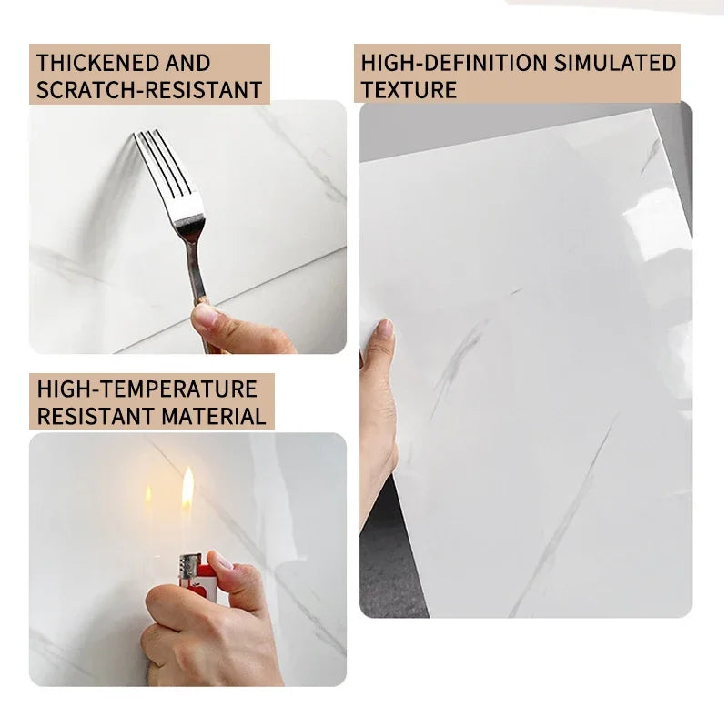 10PCS Marble Imitation Ceramic Tile Wall Sticker PVC Waterproof Oil-proof Moisture-proof Wallpaper Bathroom Kitchen Decoration
