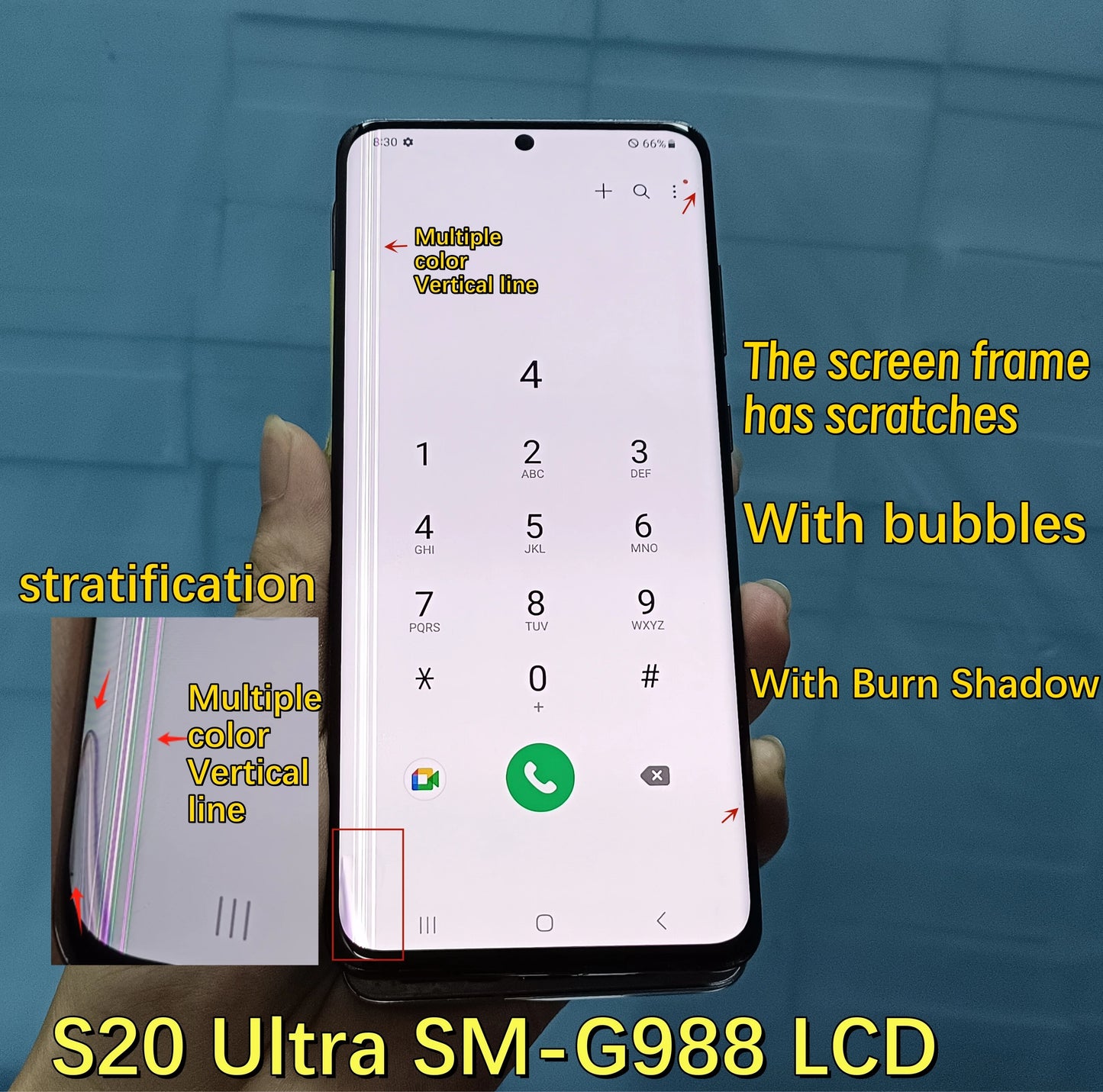 100% Work For Samsung Galaxy S20 Ultra G988 G988F LCD Display Touch Screen Digitizer Assembly For Samsung S20Ultra LCD With Line