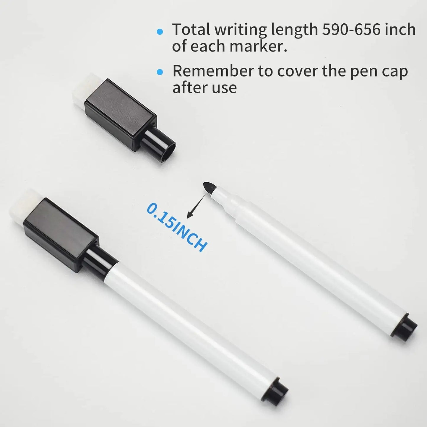 100Pcs Whiteboard Marker Pens Fine Point Tip with Eraser Cap Mini Bulk Black Dry Erase Markers for Teachers School