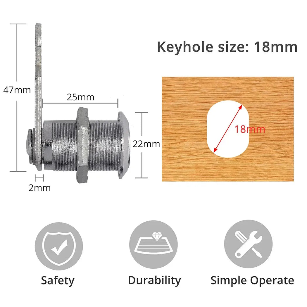 16/20/25/30mm Cam Lock Door Barrel Drawer Cabinet Mail Box Locker Cupboard + 2 Keys Cabinet Office Desk Letter Box Cam Locks