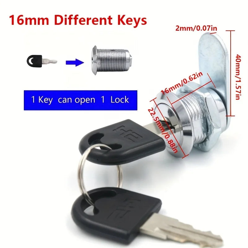 16/20/25/30/38mm Cam Lock High Quality Mail Box File Cabinet Desk Drawer Lock with 2 Keys DIY Cabinet Tools