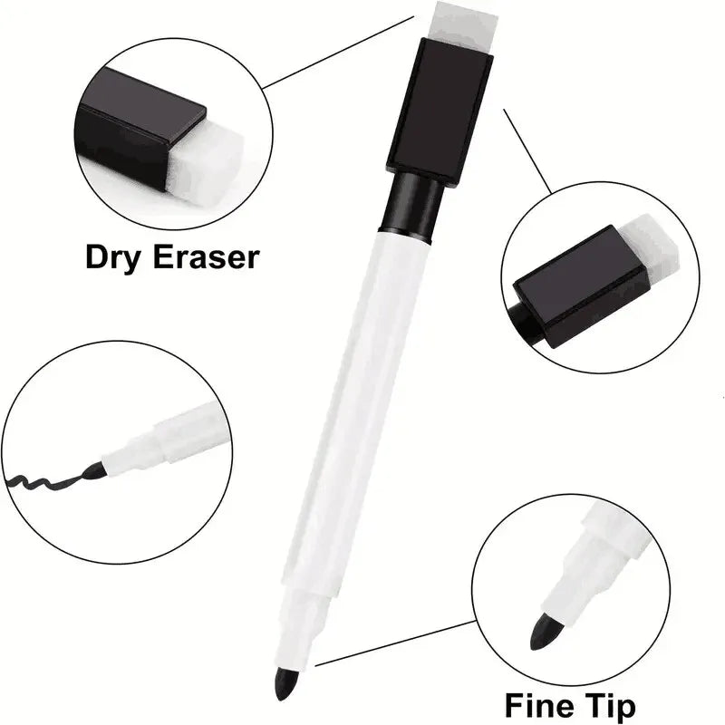 100Pcs Whiteboard Marker Pens Fine Point Tip with Eraser Cap Mini Bulk Black Dry Erase Markers for Teachers School
