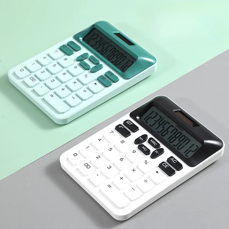 12-Digit Large LCD Display Calculator Standard Function Calculator with Solar & Battery Dual Power for Home Basic Desktop Office