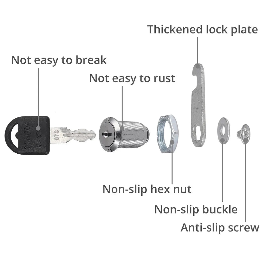 16/20/25/30mm Cam Lock Door Barrel Drawer Cabinet Mail Box Locker Cupboard + 2 Keys Cabinet Office Desk Letter Box Cam Locks