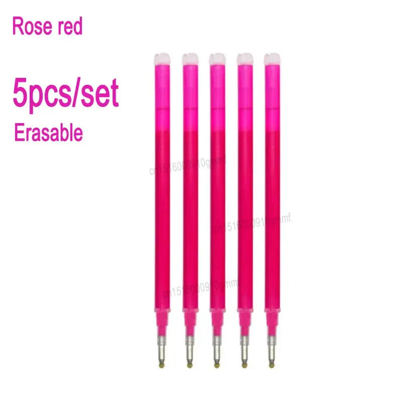 0.7mm 0.5mm Tip Retractable Erasable Gel Pen Refill Large Capacity 8 Color Ink Cartridge Rods Washable Handle Writing Stationery