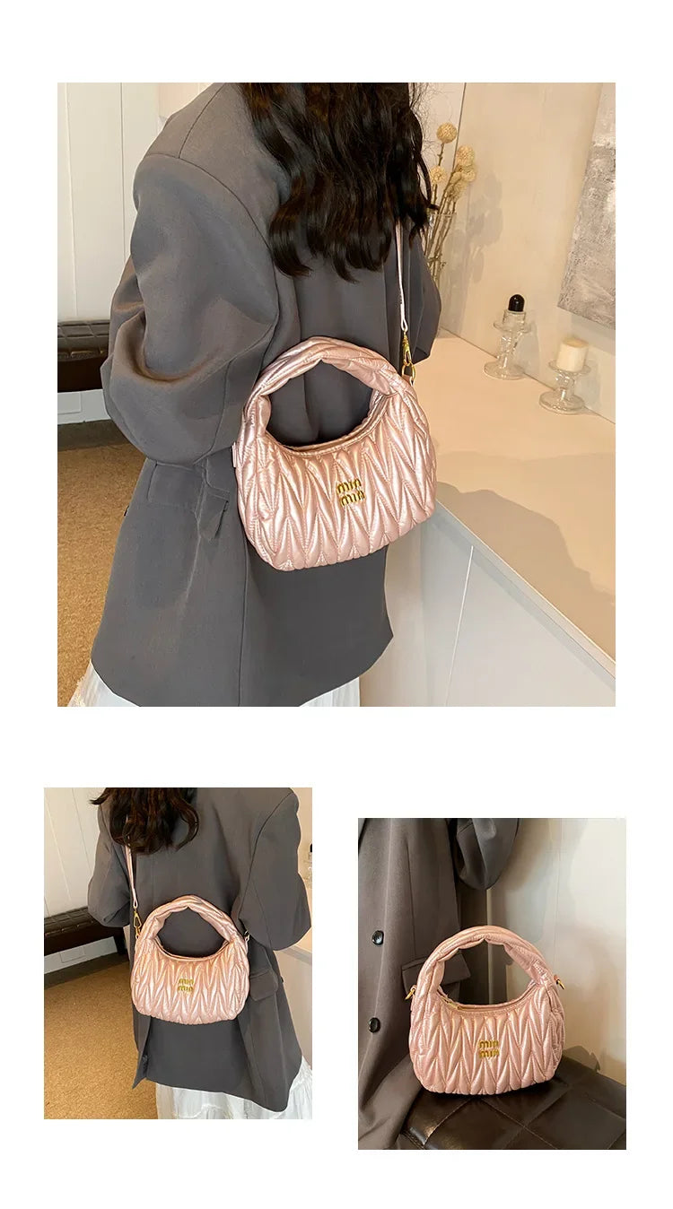 Women's Crossbody Cloud Design Versatile Handbag Soft PU Leather Square Shape Shoulder Bag with Zipper Polyester Lining