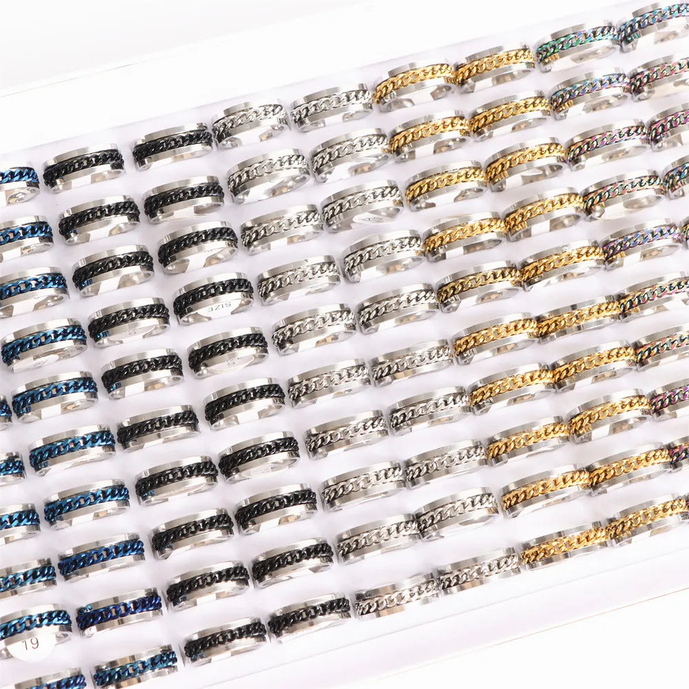 10pcs/lot Wholesale Fashion Simple Stainless Steel Ring For Men Women Beautiful Trendy Punk Jewelry Vintage Birthday Party Gifts