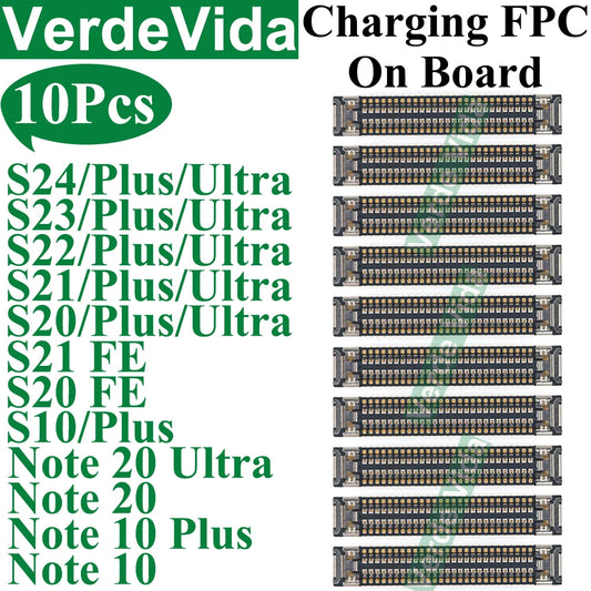 10pcs USB Charging FPC Connector For Samsung S22 S23 S24 Ultra S21 S20 FE S10 Plus Note 10 Charger Plug Motherboard On Board