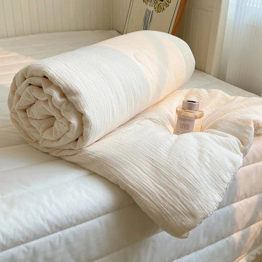 1pc Washed Cotton Duvet Queen/King  Air Condition Quilt for Summer Cooling Skin-Friendly Plain Summer Blanket Comfortable 이불 사계절