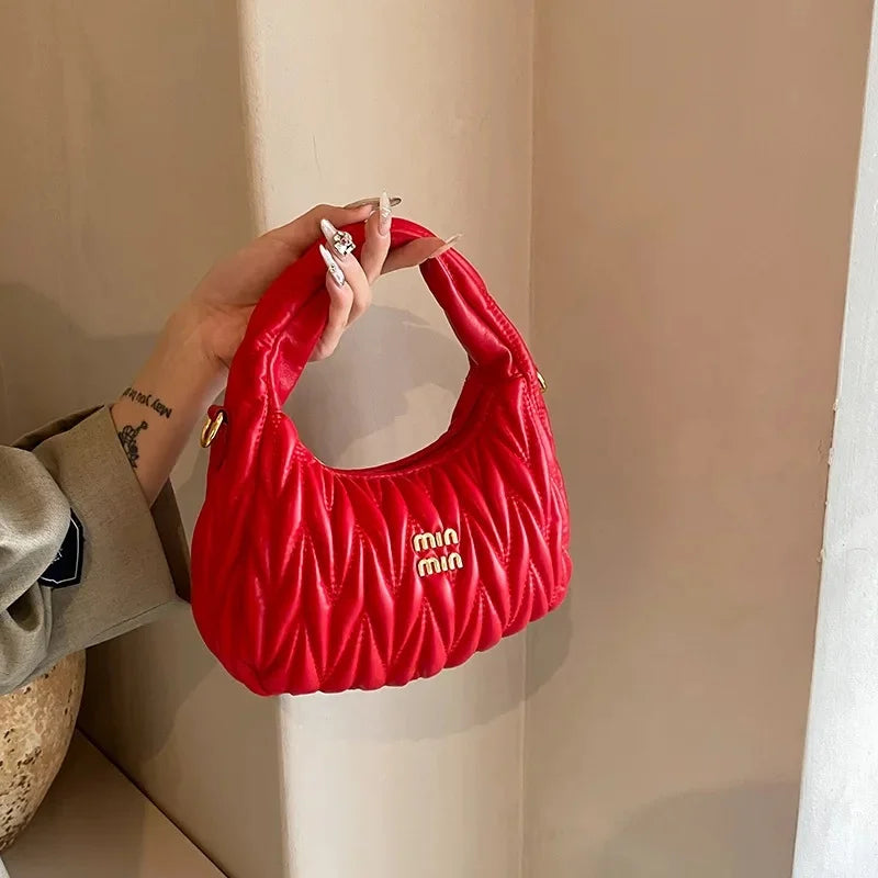 Women's Crossbody Cloud Design Versatile Handbag Soft PU Leather Square Shape Shoulder Bag with Zipper Polyester Lining