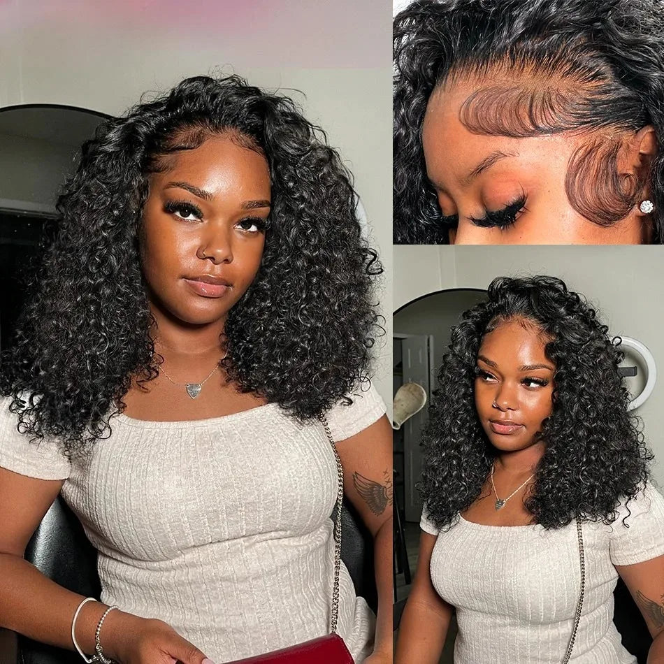 13x4 Short Bob Wigs Jerry Curly Short Pixie Cut Bob Wigs Human Hair 250% Density Loose Deep Wave Lace Frontal Wigs For Women