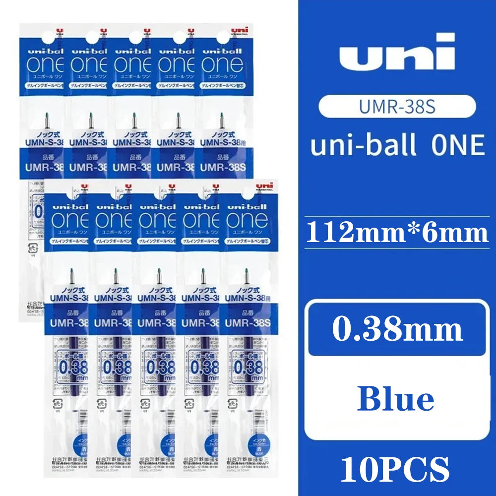 10PCS Uni-ball One Gel Pen Refill UMR-05S/UMR-38S Applicable To UMN-SP/UMN-SF Back To School Japanese Stationery 0.38mm/0.5mm